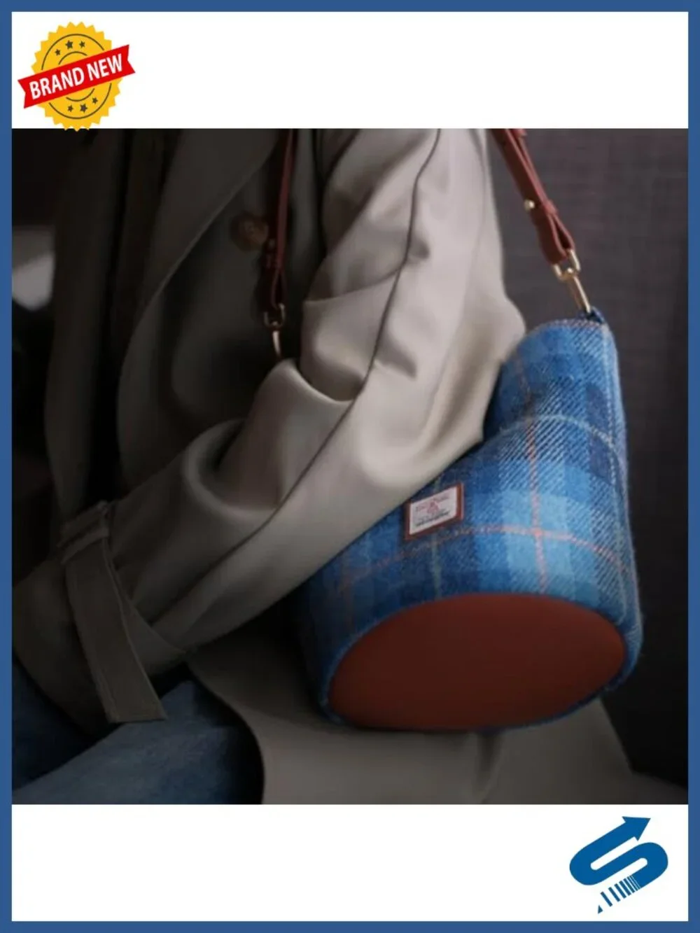 Harris Tweed Bucket Bag Shoulder Handbag Women's Purse with Strap